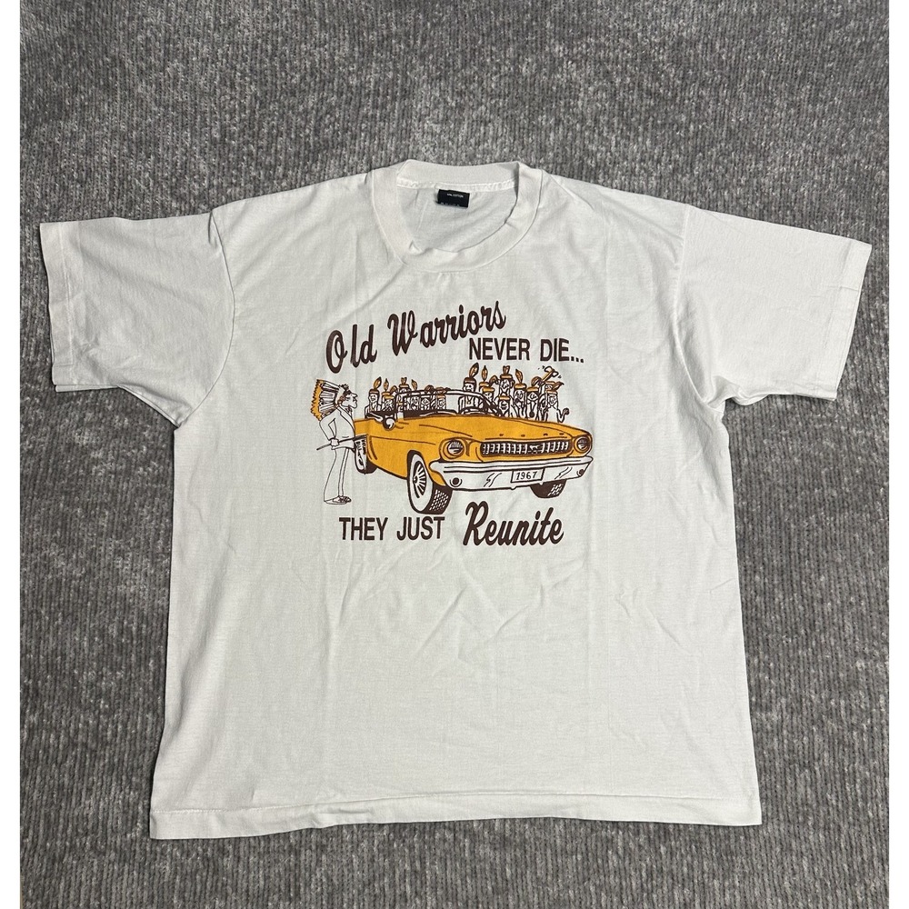 Vintage Screen Stars Single Stitch T-Shirt "Old Warriors Never Die" XL Native